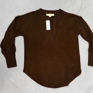 LOFT Black Ribbed Collar Sweater